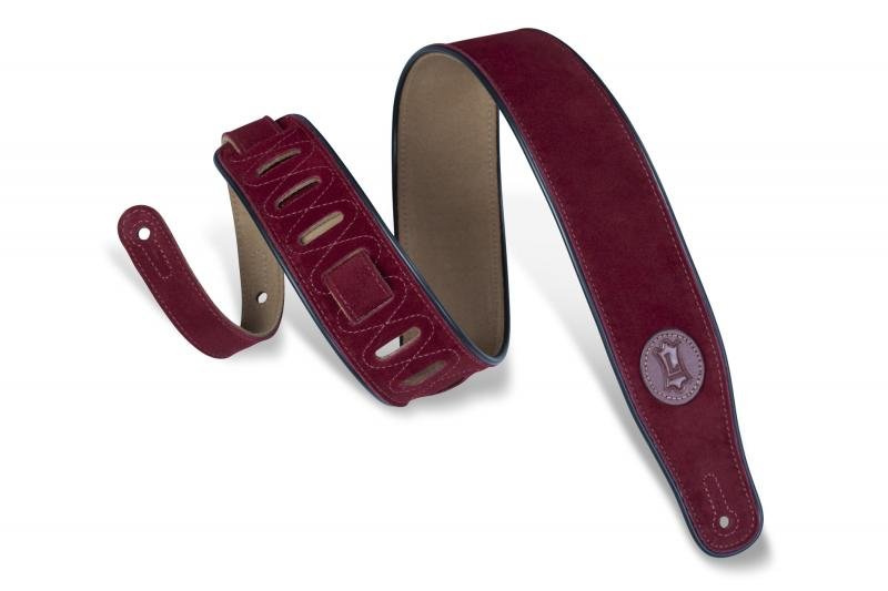 Levy's Kytarový popruh, vzor, štípaná kůže, ozdobná šňůra, nastavitelný 96-134cm, vínový