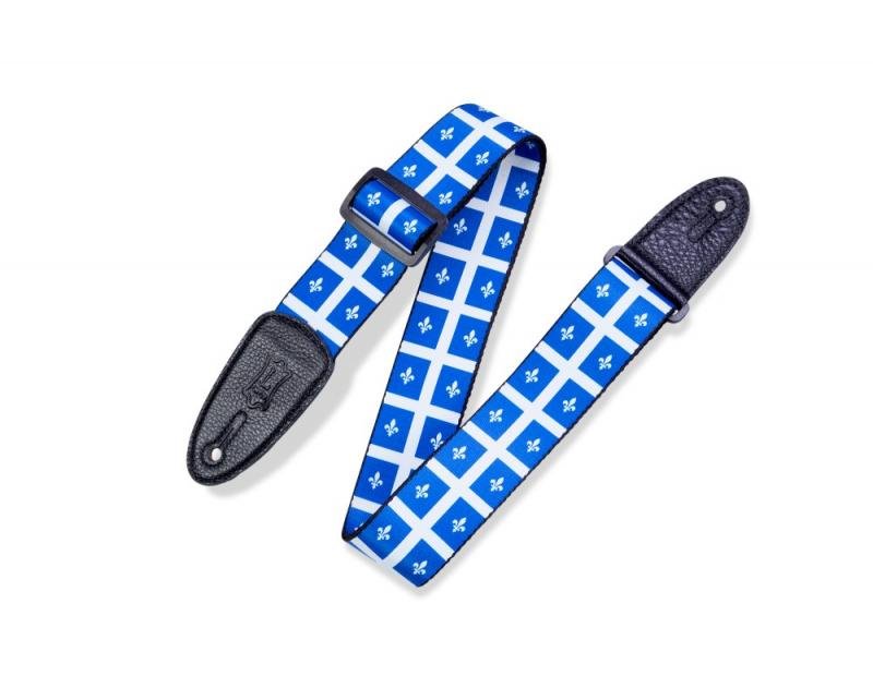Levy's Kytarový popruh, polyester, kanadský erb, kožené konce, 5cm široký, 152cm dlouhý