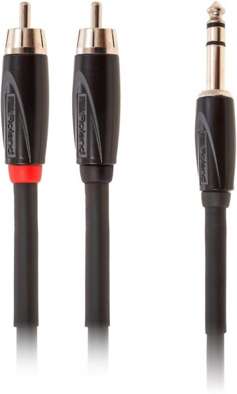 Roland kabel 3m, 6,3mm TRS jack-2RCA Y-kabel