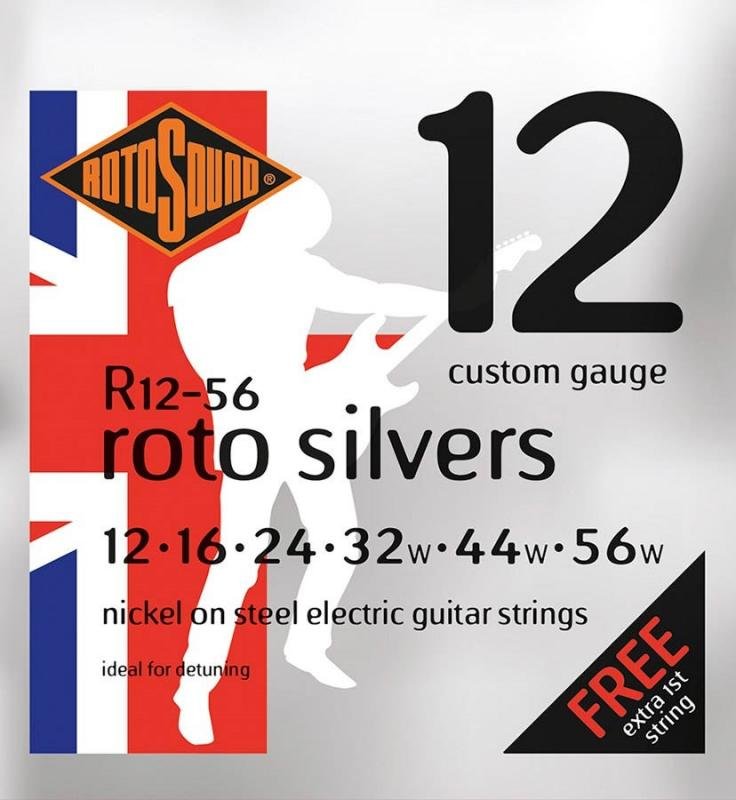 Rotosound Sada elektrických kytarových strun, niklové, pro drop ladění, 12 16 24 32 44 56