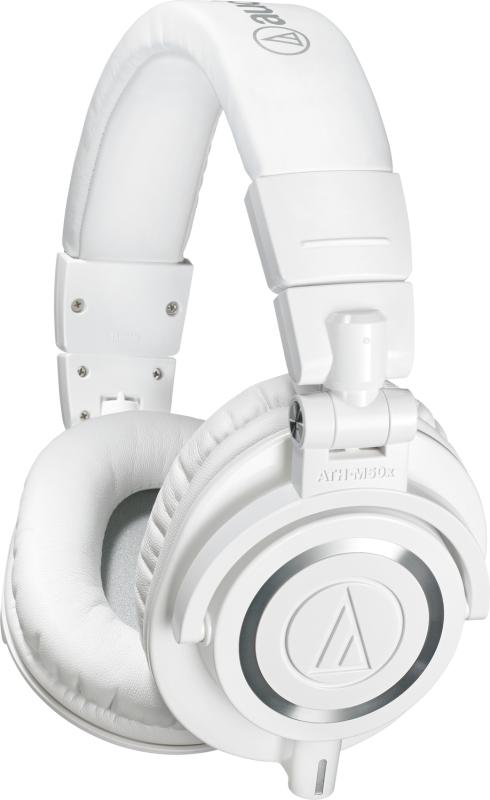 Audio-Technica uzavřené studiové sluchátka, skládací, 3 odnímatelné kabely, bílá