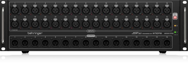 Behringer I/O box, 32 ovládané Midas předzesilovače, 8 výstupů, AES50