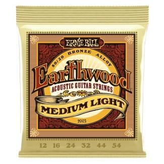 Ernie Ball Akustické kytarové struny Earthwood Medium Light, bronz, 12-54
