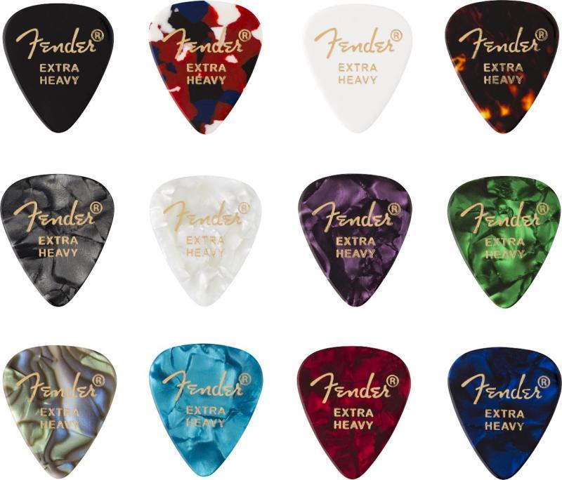 Fender Pengetník 351 tvar, celuloid, Extra Heavy, 12 kusů