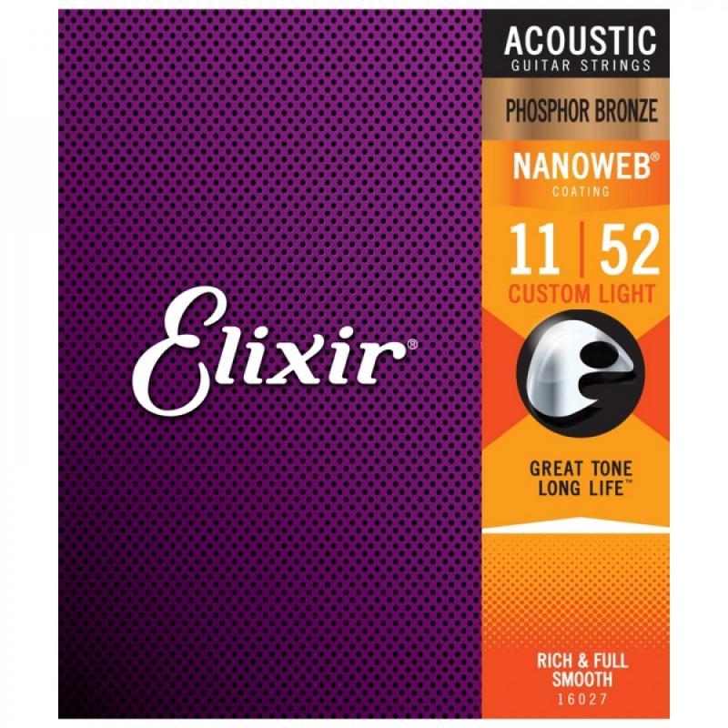 Elixir Phosphor Bronze NanoWeb 11-52 Custom Light akustické struny
