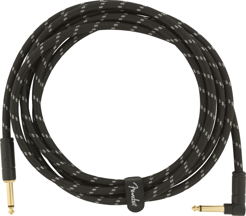 Fender Deluxe Series kabel, 3m, černý tweed, rovný-úhlový