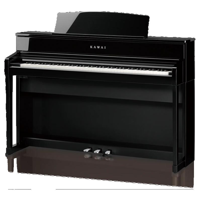 Kawai digitální klavír, 88 kláves, kladívková mechanika, 256 hlasů, Bluetooth, lesklá černá