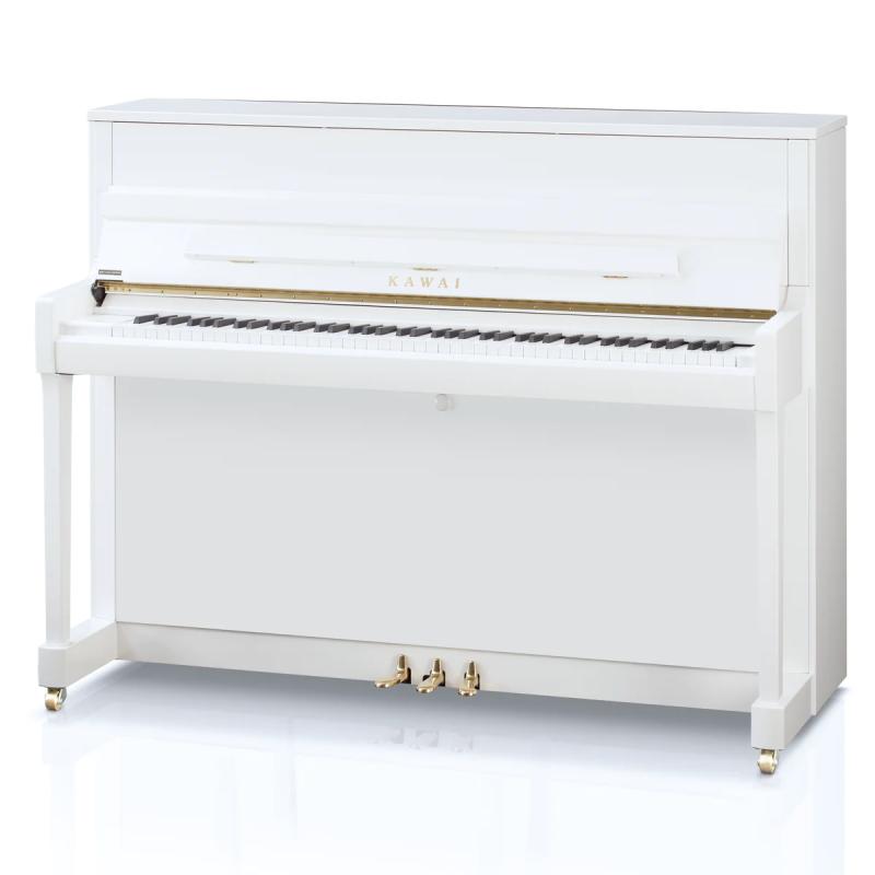 Kawai akustické pianino, 88 kláves, 114 cm, lesklá bílá