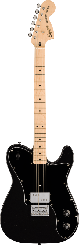 Squier Paranormal Esquire Deluxe, javorový hmatník, černý pickguard, metalická černá