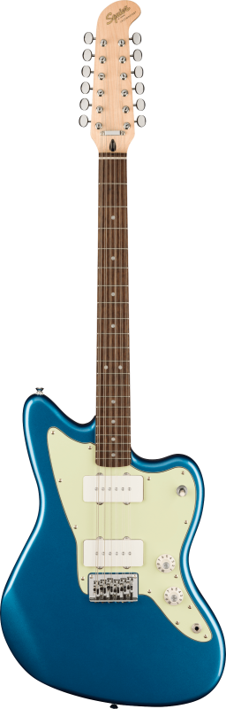 Squier Jazzmaster XII, laťkový hmatník, mint pickguard, Lake Placid Blue