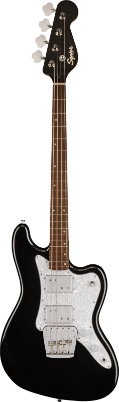 Squier Paranormal Rascal Bass HH, javorový hmatník, bílý pickguard, metalická černá