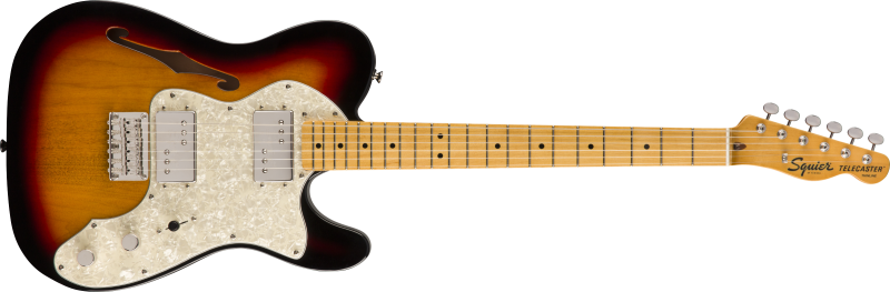 Squier Classic Vibe '70s Telecaster Thinline, javorová hmatník, 3-barvový sunburst
