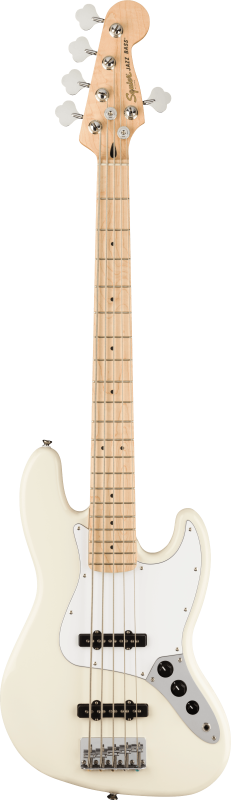 Squier Jazz Bass V Affinity Series, javorový hmatník, bílý pickguard, olympijská bílá