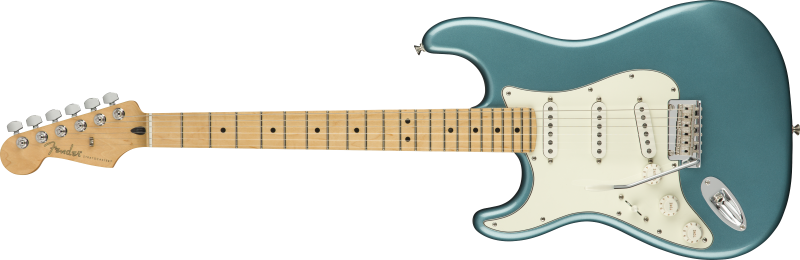 Fender elektrická kytara Player Stratocaster MN, model ST, levá ruka, barva Tidepool