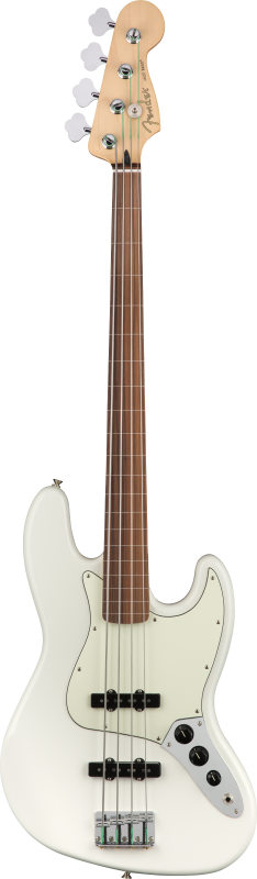 Fender Jazz Bass bezpražcový, Pau Ferro hmatník, Polární bílá