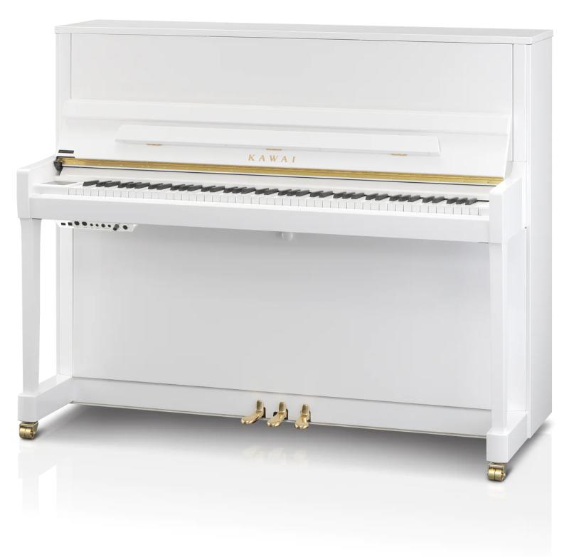 Kawai akustické pianino, ATX4 hybridní systém, 88 kláves, 122cm, lesklá bílá