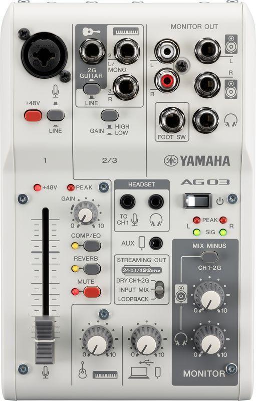 Yamaha Keverák, bílá barva, kompaktní design, USB audio interface
