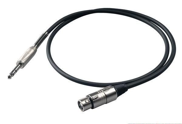 Proel XLR-Jack kabel, 2m, černý, 6,3mm jack a XLR 3FVPRO