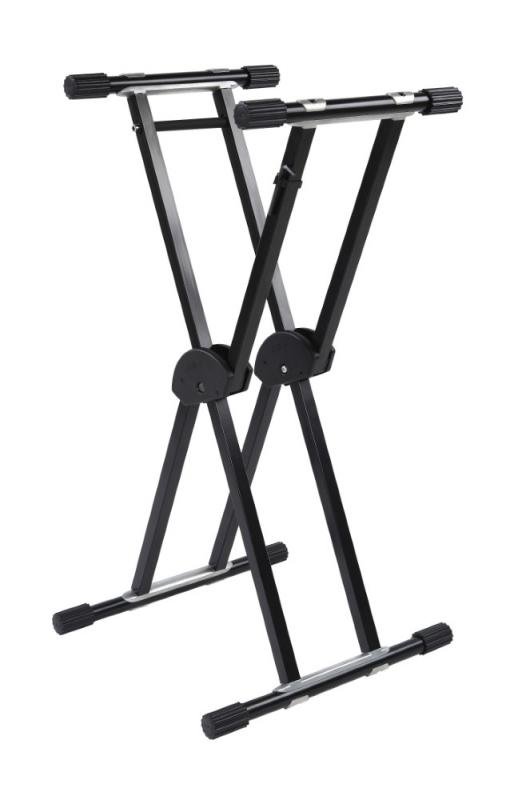 DH klávesový stojan, dvojitý, 5 výškových nastavení, šedý, max. 90 kg