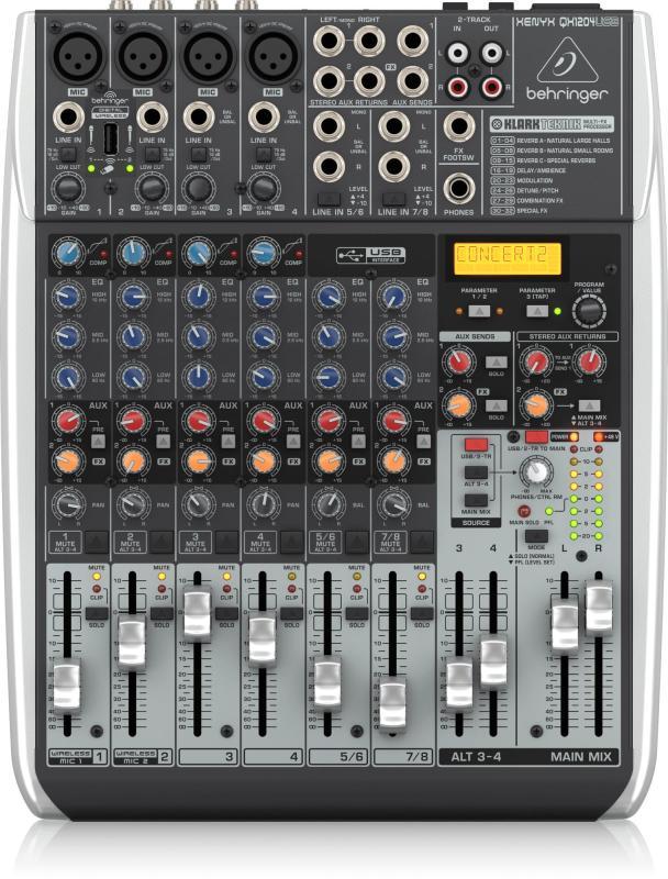 Behringer mixážní pult, analogový, 12 vstupů, USB, mikrofonní předzesilovač
