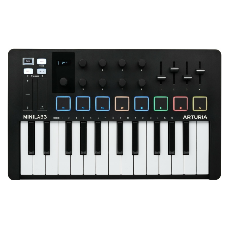 Arturia MIDI kontroler MINILAB 3 Black, kompaktní, 25 kláves, 16 padů