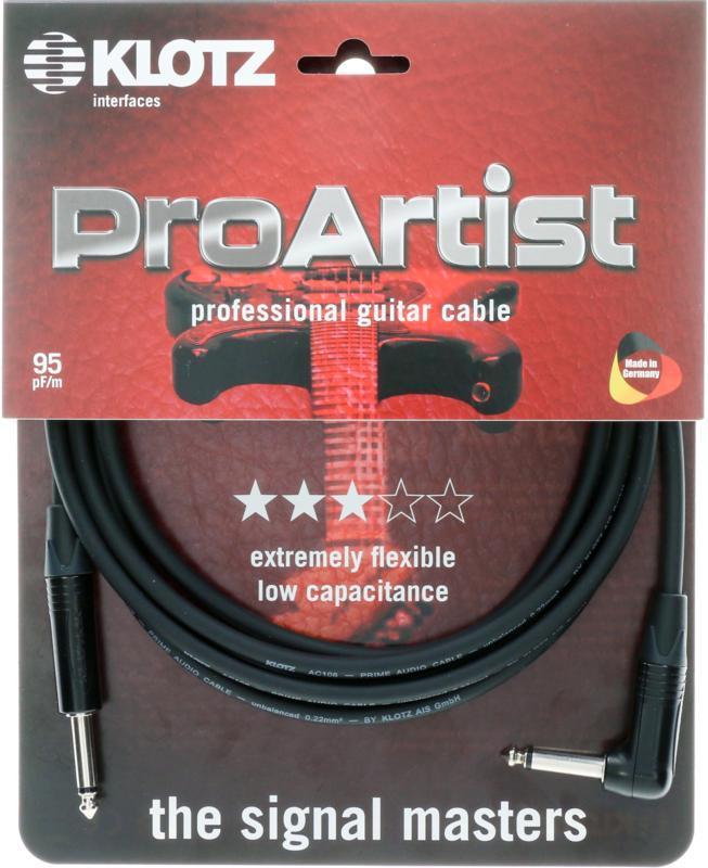 Klotz IM kabel pro kytaru, tenký, černý, chromované konektory, 4,5m