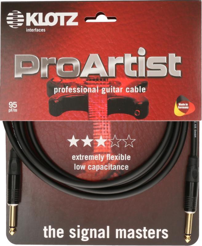 Klotz PRO ARTIST kytarový kabel s kovovými konektory a zlatými kontakty - 9m