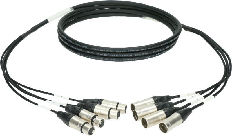 Klotz DMX kabel 4 kanály, 4 x XLR 5p samec, 4 x XLR 5p samice, 6m