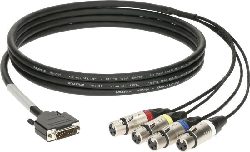 Klotz CATLink RACK rozbočovací kabel D-Sub 15p na 4 x XLR 3p - 0,9m