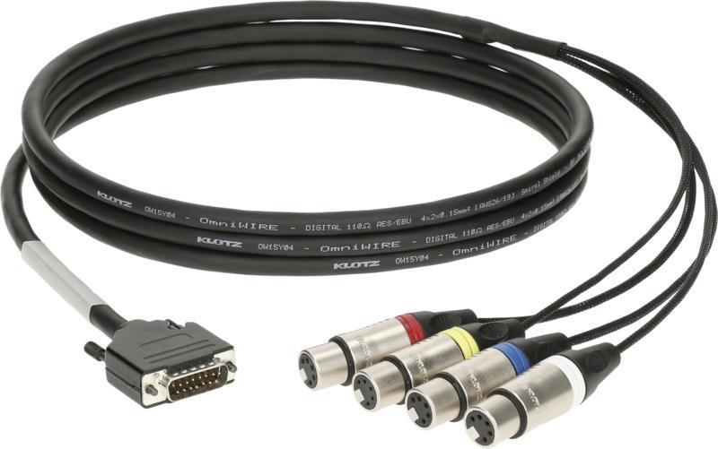 Klotz CATLink RACK rozbočovací kabel D-Sub 15p na 4 x XLR 5p - 0,6m