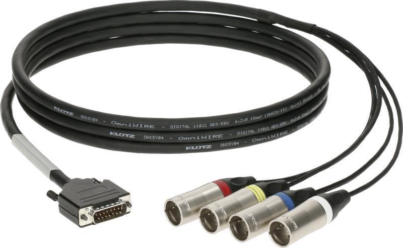 Klotz CATLink RACK breakout kabel - 4 kanály, D-Sub 15p, 4 x XLR 5p, 1,2m