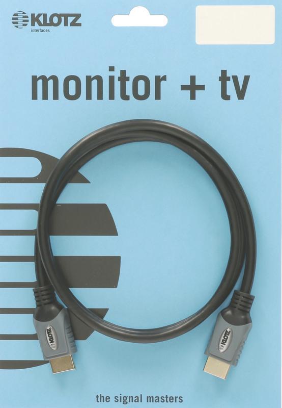 Klotz HDMI kabel 2.0, vysokorychlostní, Ethernet, 1m, pozlacené konektory