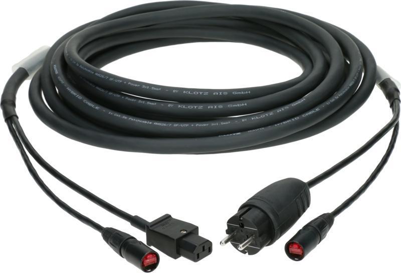 Klotz hybridní kabel CAT5e a napájení 1 x etherCON + Schuko => 1 x etherCON + IEC - 50m