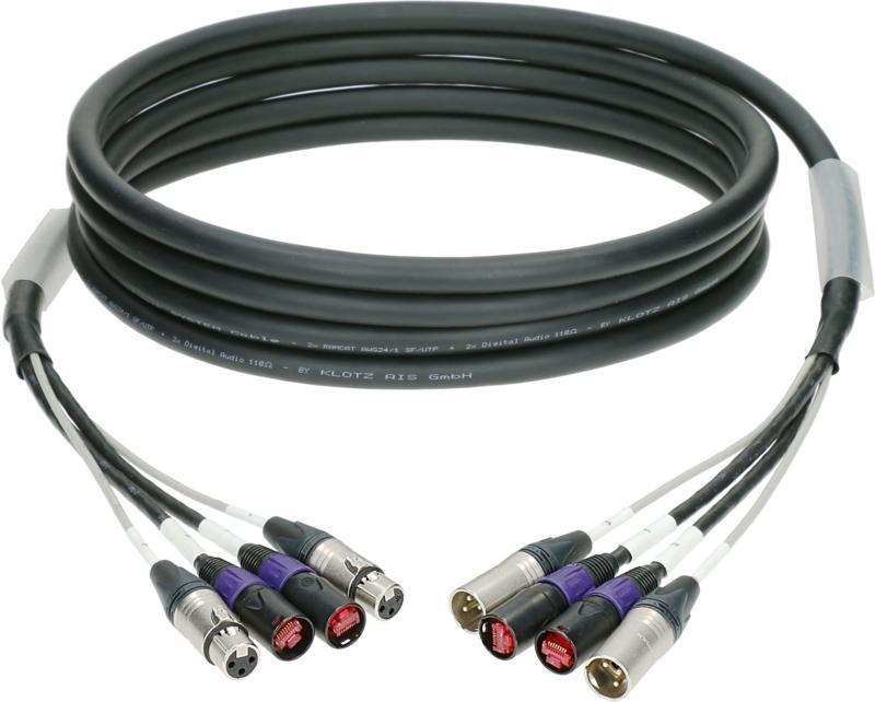 Klotz hybridní kabel CAT5e, 2 x etherCON, 2 x XLR 3p, 2m