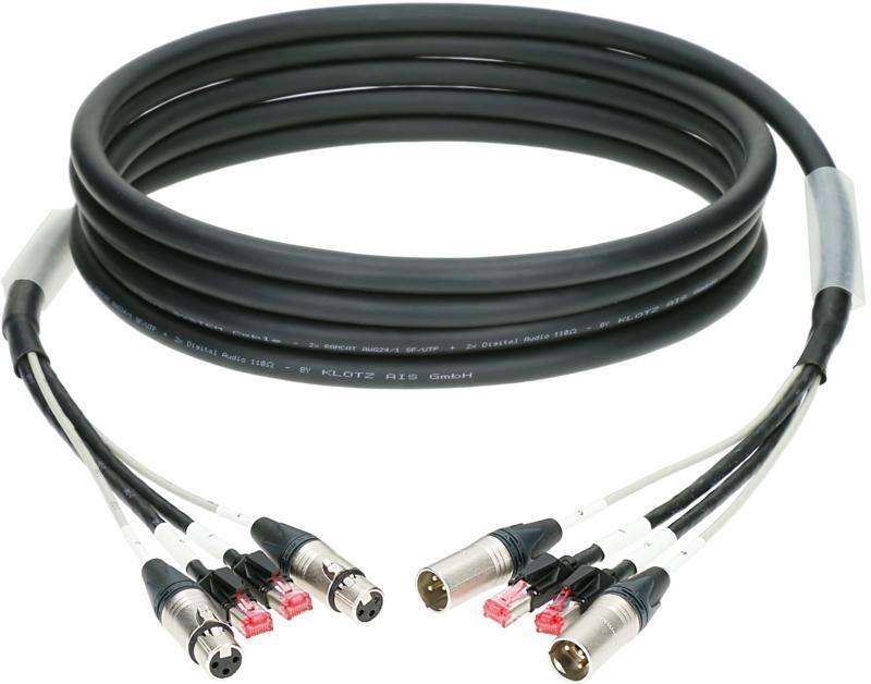 Klotz hybridní kabel CAT5e a audio 2 x RJ45 + 2 x XLR 3p - 10m