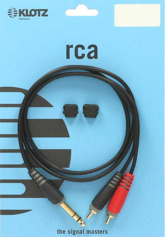 Klotz Y-kabel 6,35 mm TRS - 2x RCA, lehký, 2m