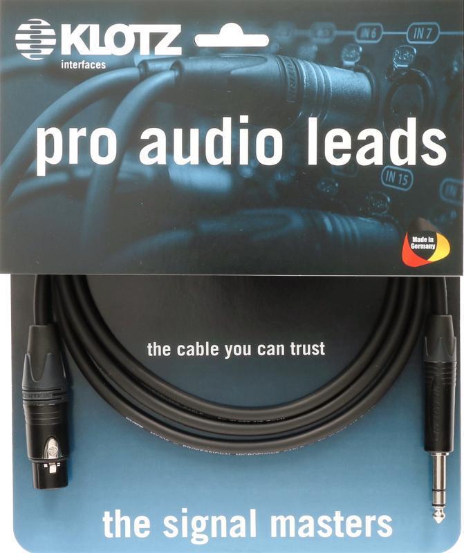 Klotz kabel - symetrický Neutrik XLR, symetrický Jack, 3m