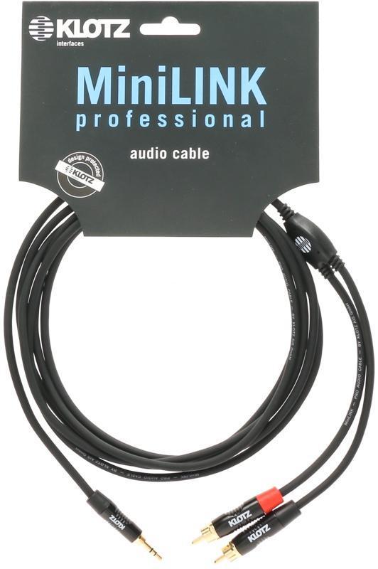 Klotz MiniLink Pro TRS 3,5 mm - 2x RCA Y-kabel - 3m