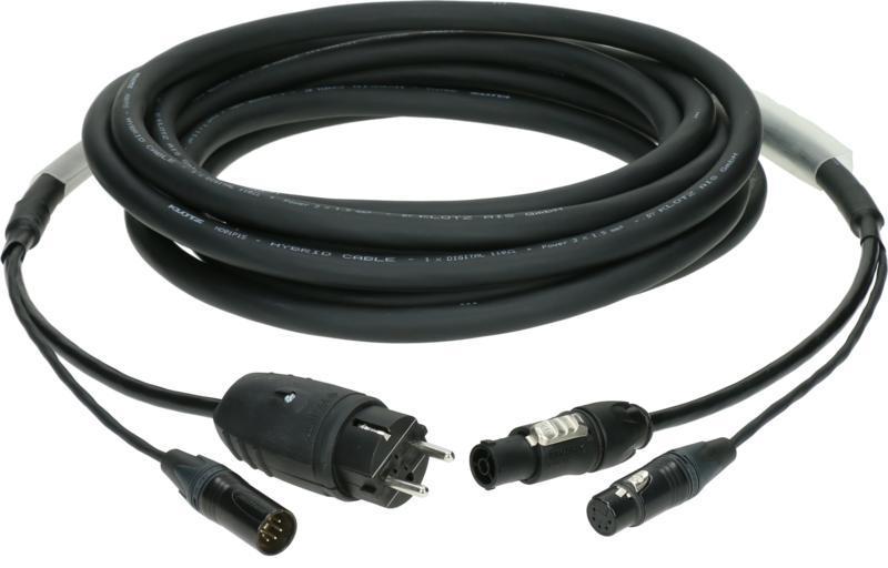 Klotz DMX a napájecí hybridní kabel 3G1.5 XLR 3p + Schuko => powerCON TRUE1 - 5m