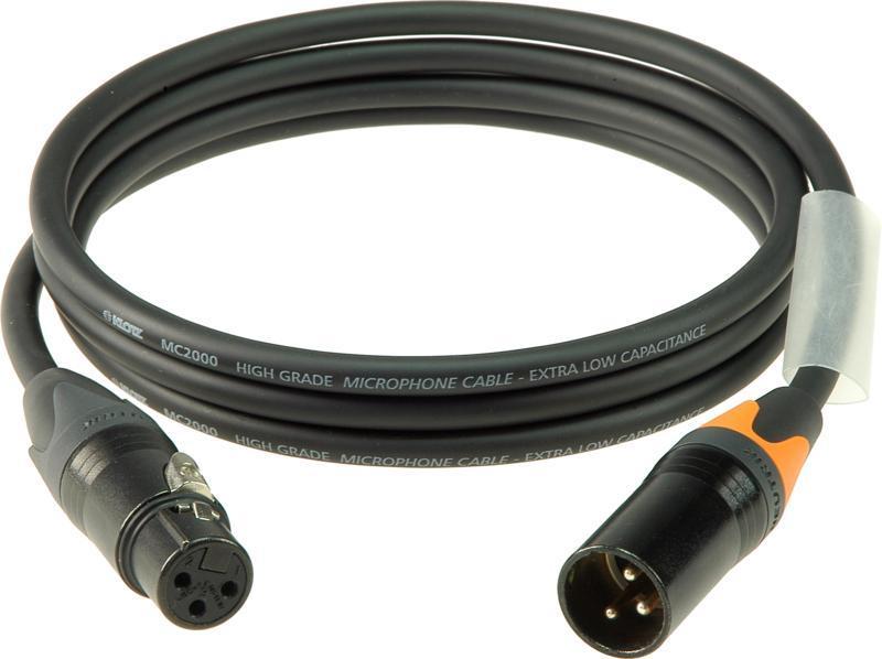 Klotz M2 mikrofonní kabel, barevné kódování, XLR 3p samice/samice, Neutrik konektory, 3m