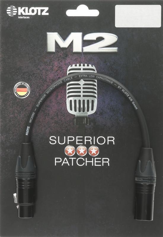 Klotz M2 mikrofonní kabel, silné vnější plášť, Neutrik XLR, 0,6m