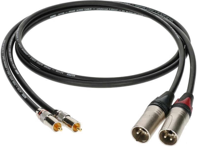 Klotz kabel XLR-RCA, 10m, vysoká kvalita, přímé konektory