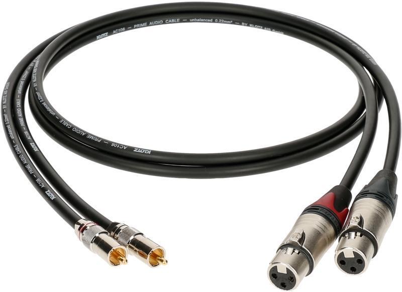 Klotz kabel XLR-RCA, 10m, vysoká kvalita, přímé konektory