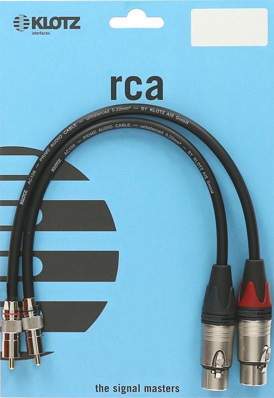 Klotz kabel XLR-RCA, vysoká kvalita, 0,6m