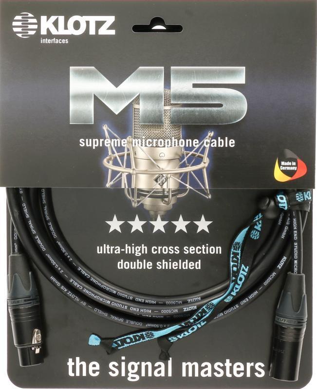 Klotz M5 mikrofonní kabel, dvojité stínění, Neutrik XLR, 5m