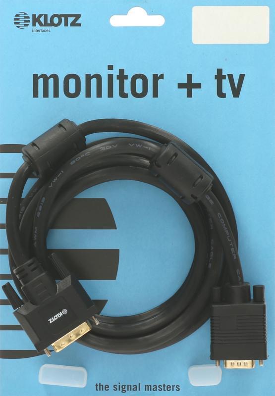 Klotz monitorovací kabel - 2m, zlaté DVI-I a VGA konektory
