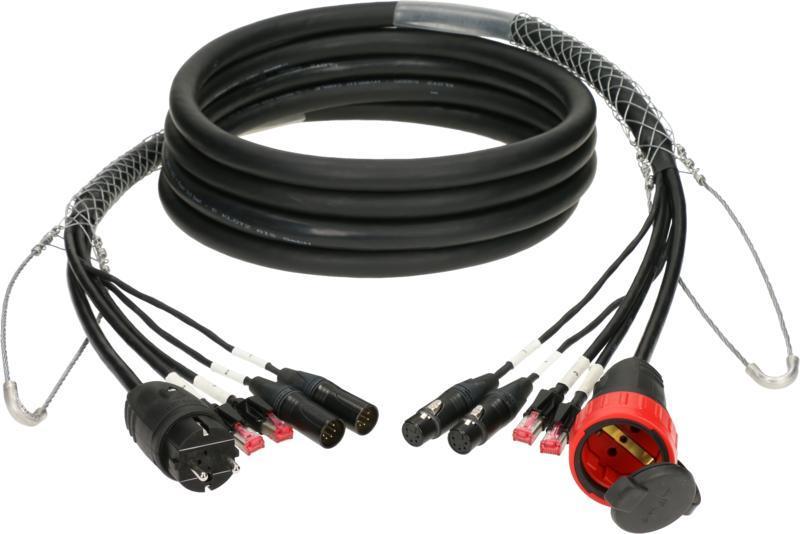 Klotz hybridní kabel CAT5e, DMX, napájení, 2 x RJ45, 2 x XLR 5p, Schuko - 80m