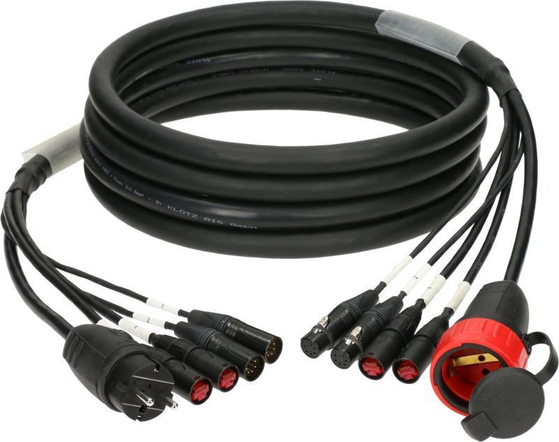 Klotz hybridní kabel CAT5e a DMX, 2 x etherCON, 2 x XLR 5p, Schuko - 10m