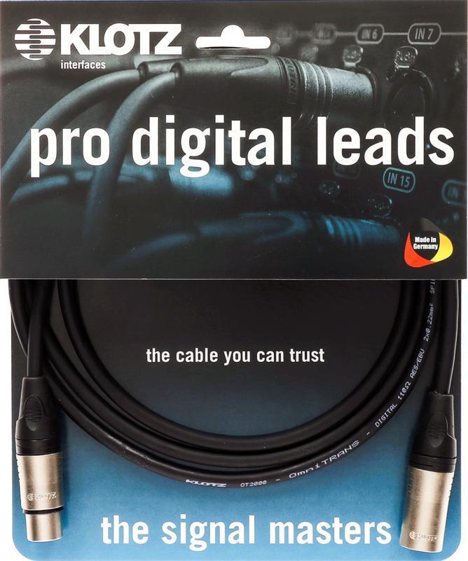 Klotz kabel AES a DMX, dvojité stínění, XLR 3p, nikelové konektory, 3m