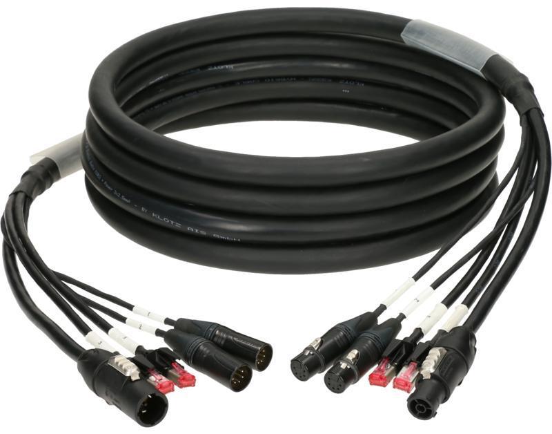 Klotz hybridní kabel CAT5e, DMX, 2 x RJ45, 2 x XLR 5p, powerCON TRUE1 - 15m